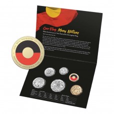 AUSTRALIA 2021 . MINT SET . TWO 2 DOLLAR COLOURED COIN . ABORIGINAL FLAG